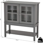 Buffet 2 portes avec plateau en verre trempé blanc / gris, rangement