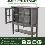Buffet 2 portes avec plateau en verre trempé blanc / gris, rangement