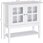 Buffet 2 portes avec plateau en verre trempé blanc / gris, rangement