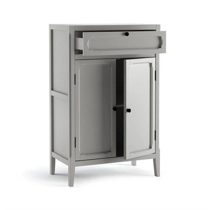 Armoire de rangement grise clair à 2 portes et 1 tiroir, simple