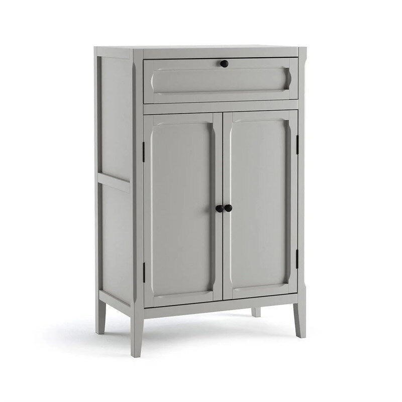 Armoire de rangement grise clair à 2 portes et 1 tiroir, simple