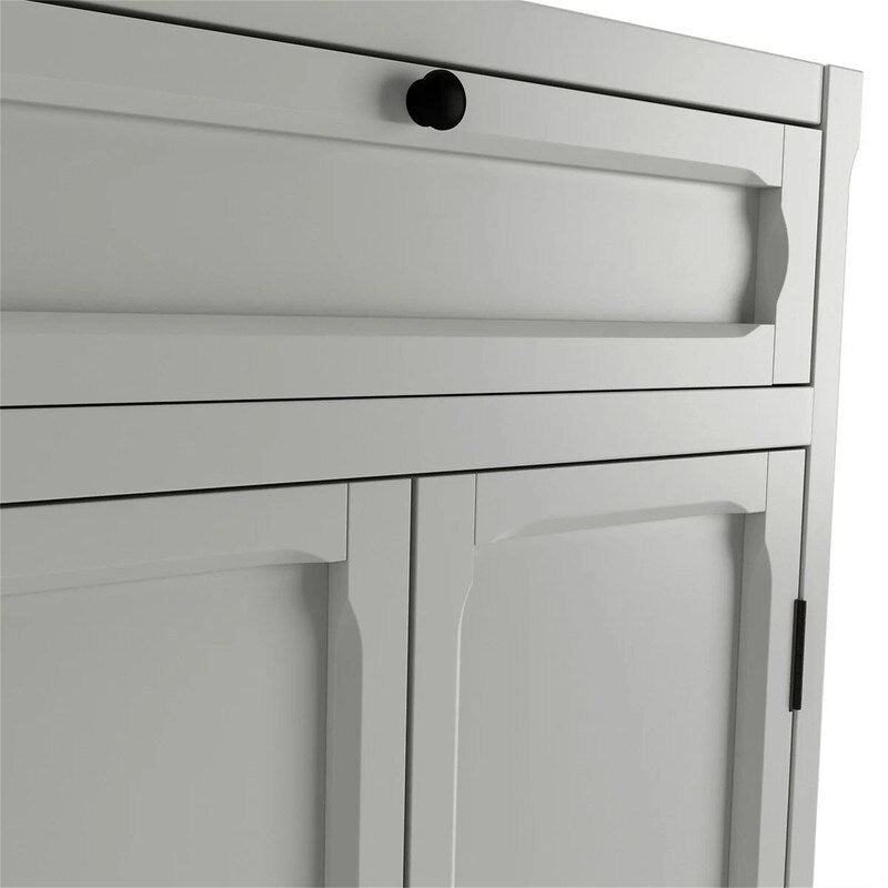 Armoire de rangement grise clair à 2 portes et 1 tiroir, simple