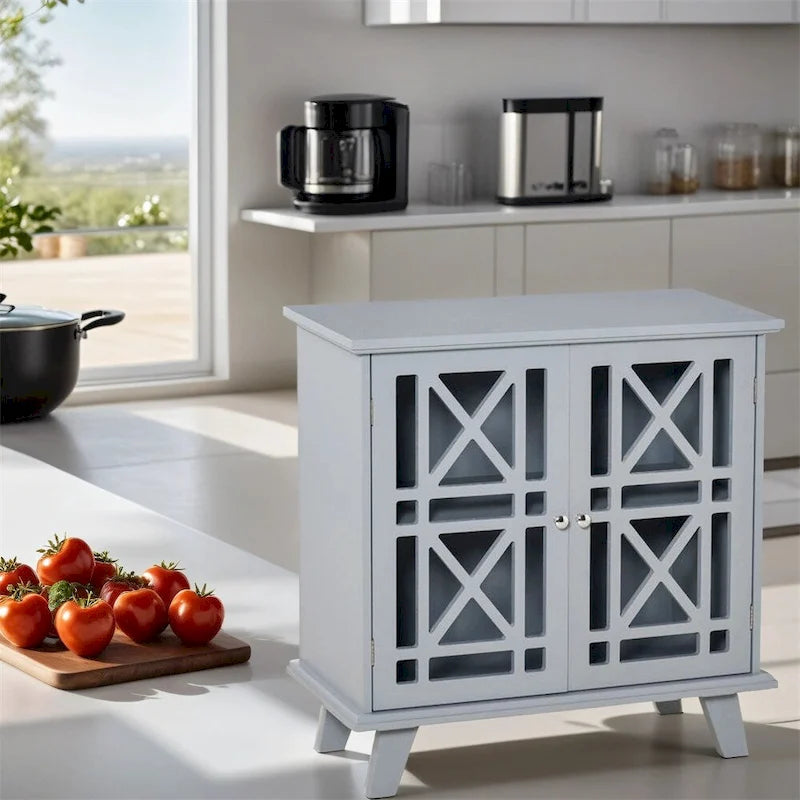 Armoire de rangement grise avec portes ventilées, 1 porte, simple