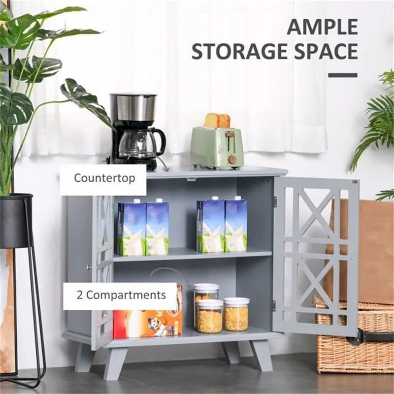 Armoire de rangement grise avec portes ventilées, 1 porte, simple
