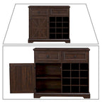 Buffet de style campagnard en bois, finition délavée grise ou espresso, avec porte-bouteilles – Assemblage par 1 personne