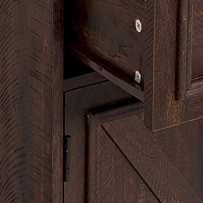 Buffet de style campagnard en bois, finition délavée grise ou espresso, avec porte-bouteilles – Assemblage par 1 personne