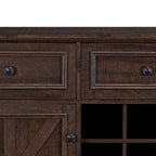 Buffet de style campagnard en bois, finition délavée grise ou espresso, avec porte-bouteilles – Assemblage par 1 personne