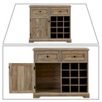 Buffet de style campagnard en bois, finition délavée grise ou espresso, avec porte-bouteilles – Assemblage par 1 personne