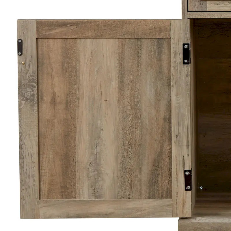 Buffet de style campagnard en bois, finition délavée grise ou espresso, avec porte-bouteilles – Assemblage par 1 personne