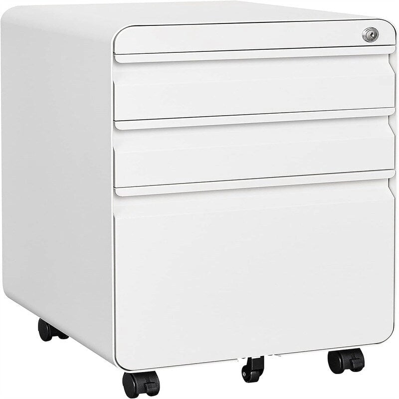 Caisson de classement mobile à 3 tiroirs, Noir/Blanc, Acier, Monoposte