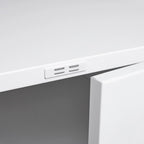 Meuble d'imprimante en métal blanc avec rangement, pour une personne, style armoire avec porte et roulettes