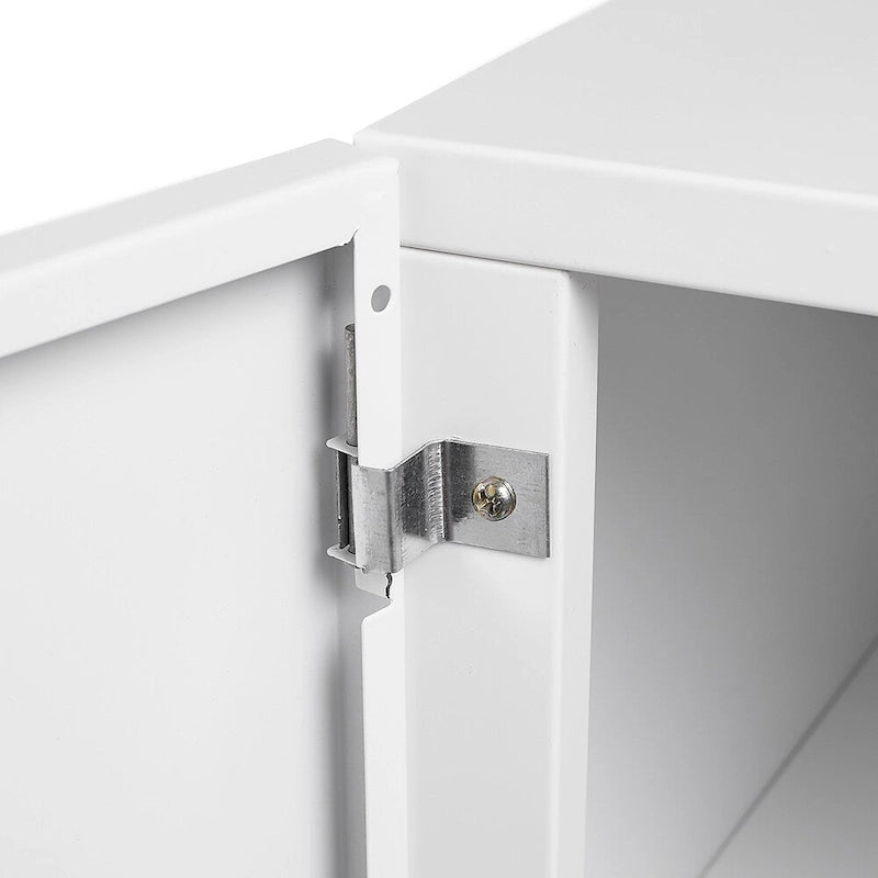 Meuble d'imprimante en métal blanc avec rangement, pour une personne, style armoire avec porte et roulettes