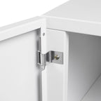 Meuble d'imprimante en métal blanc avec rangement, pour une personne, style armoire avec porte et roulettes