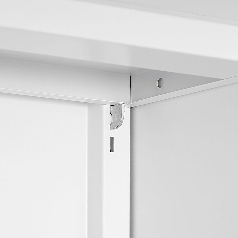 Meuble d'imprimante en métal blanc avec rangement, pour une personne, style armoire avec porte et roulettes