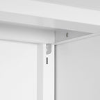 Meuble d'imprimante en métal blanc avec rangement, pour une personne, style armoire avec porte et roulettes