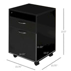 Meuble de Rangement Noir Roulant avec Tiroir et Porte, Monoposte
