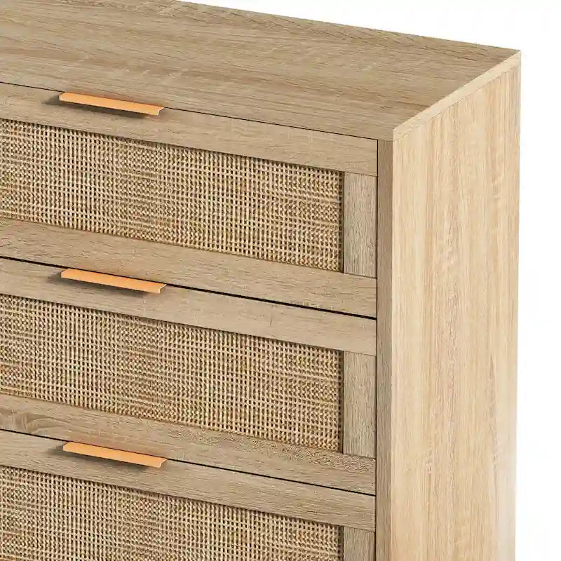 Meuble de rangement en rotin naturel à 6 tiroirs – Unité simple