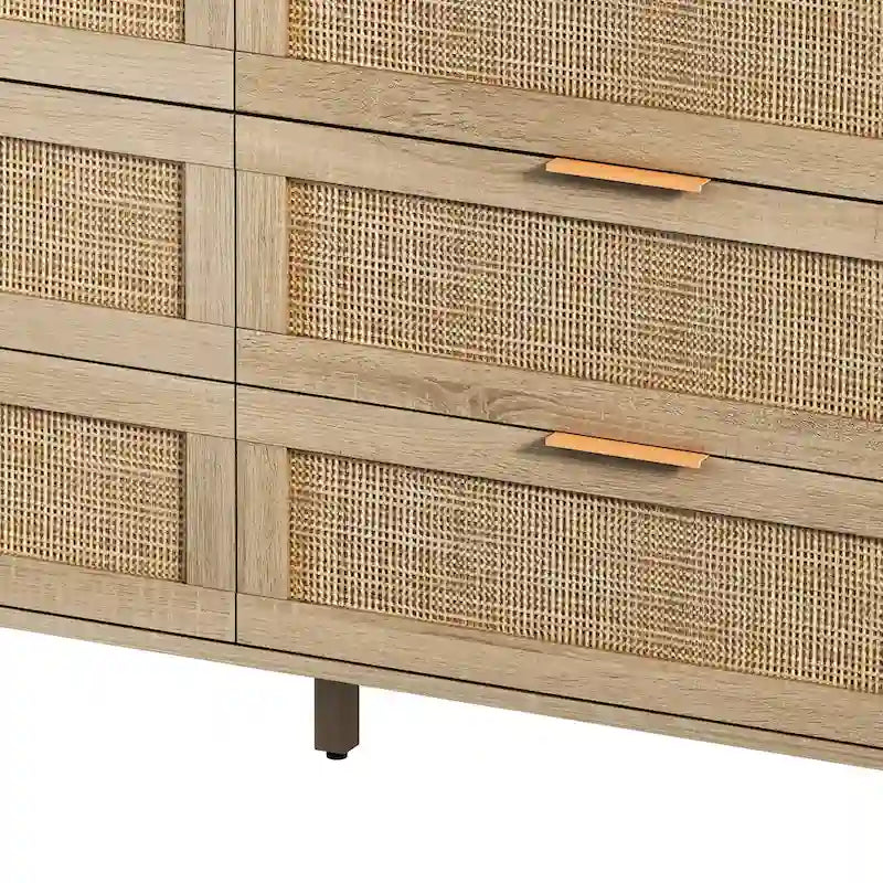 Meuble de rangement en rotin naturel à 6 tiroirs – Unité simple