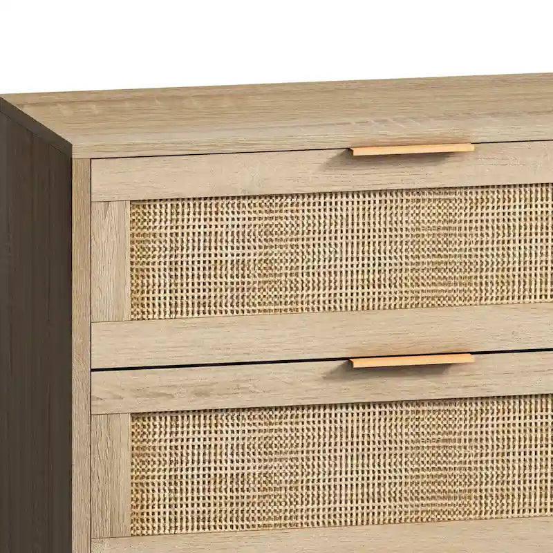 Meuble de rangement en rotin naturel à 6 tiroirs – Unité simple