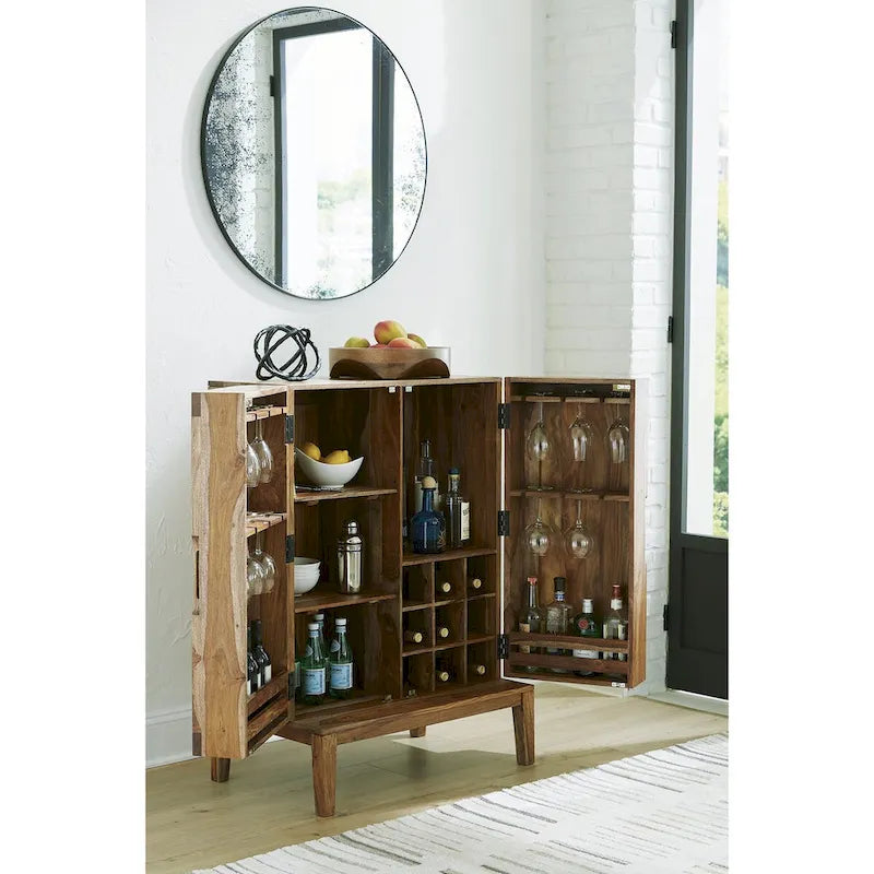 Meuble bar brun, bois, 32"L × 20"P × 45"H