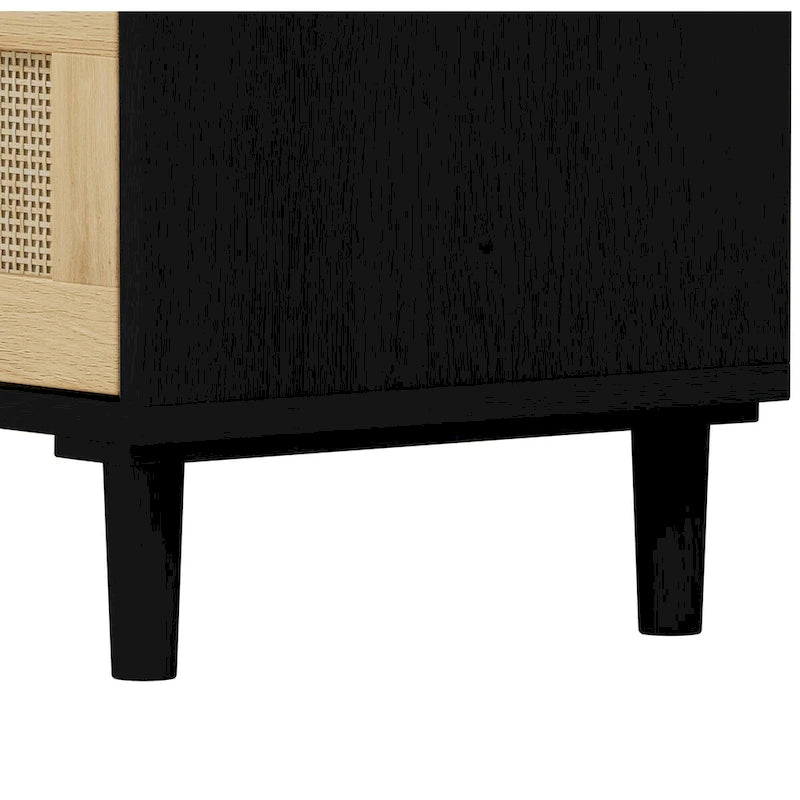 Commode 3 tiroirs en rotin noir, individuelle