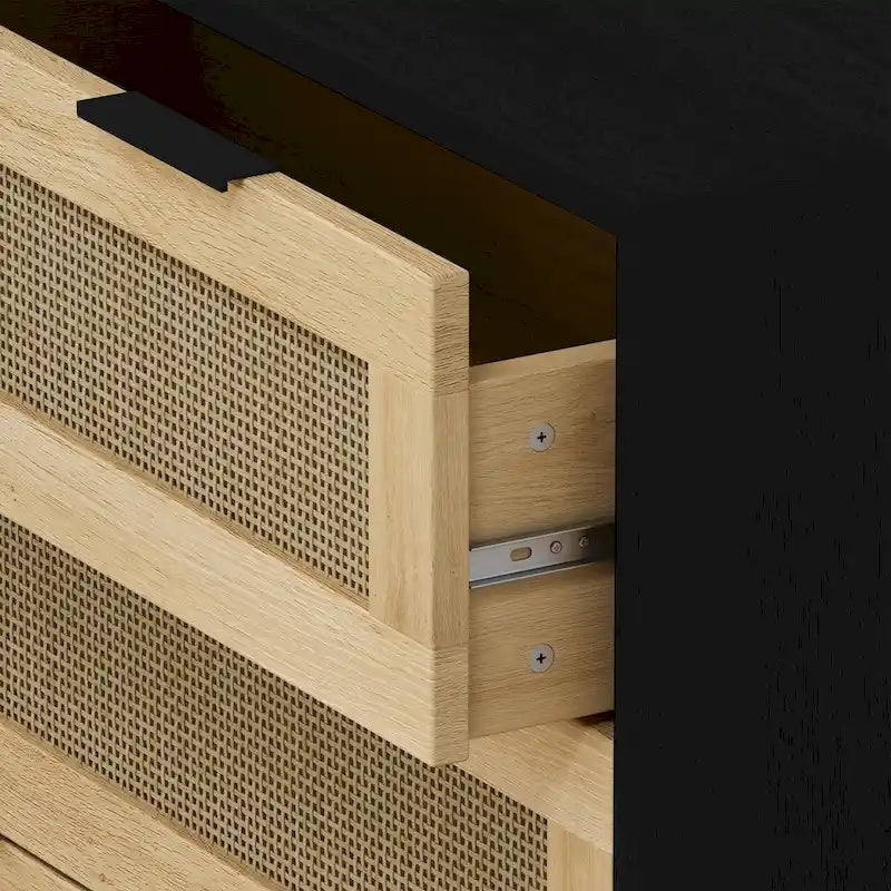 Commode 3 tiroirs en rotin noir, individuelle