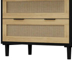 Commode 3 tiroirs en rotin noir, individuelle