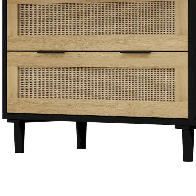 Commode 3 tiroirs en rotin noir, individuelle