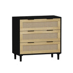 Commode 3 tiroirs en rotin noir, individuelle