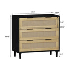 Commode 3 tiroirs en rotin noir, individuelle