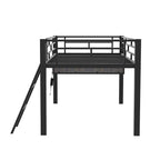 Lit mezzanine gaming noir avec bureau, une personne