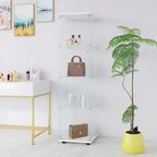 Vitrine en verre 4 étagères avec porte – Blanc/Noir – Simple