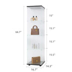 Vitrine en verre 4 étagères avec porte – Blanc/Noir – Simple