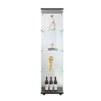 Vitrine en verre 4 étagères avec porte – Blanc/Noir – Simple