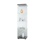 Vitrine en verre 4 étagères avec porte – Blanc/Noir – Simple