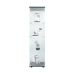Vitrine en verre 4 étagères avec porte – Blanc/Noir – Simple