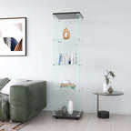 Vitrine en verre 4 étagères avec porte – Blanc/Noir – Simple