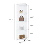 Vitrine en verre 4 étagères avec porte – Blanc/Noir – Simple