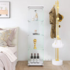 Vitrine en verre 4 étagères avec porte – Blanc/Noir – Simple