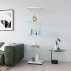 Vitrine en verre 4 étagères avec porte – Blanc/Noir – Simple