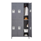 Casier de rangement en métal gris à 6 portes avec serrure, 6 personnes