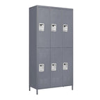 Casier de rangement en métal gris à 6 portes avec serrure, 6 personnes