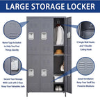 Casier de rangement en métal gris à 6 portes avec serrure, 6 personnes