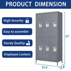 Casier de rangement en métal gris à 6 portes avec serrure, 6 personnes