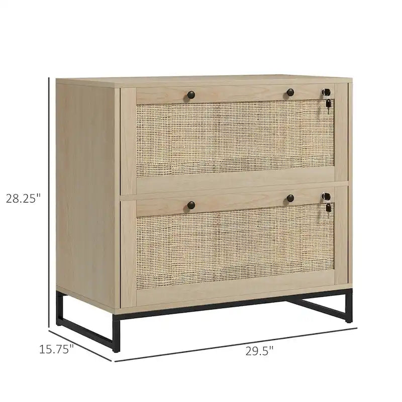 Meuble classeur vertical naturel à 2 tiroirs verrouillables pour 1 utilisateur