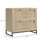 Meuble classeur vertical naturel à 2 tiroirs verrouillables pour 1 utilisateur