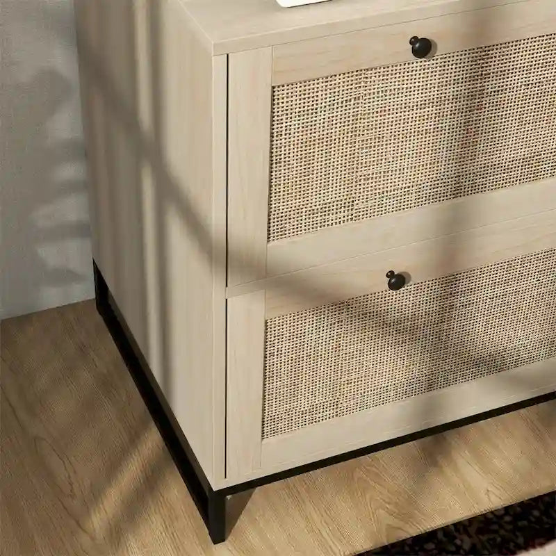 Meuble classeur vertical naturel à 2 tiroirs verrouillables pour 1 utilisateur