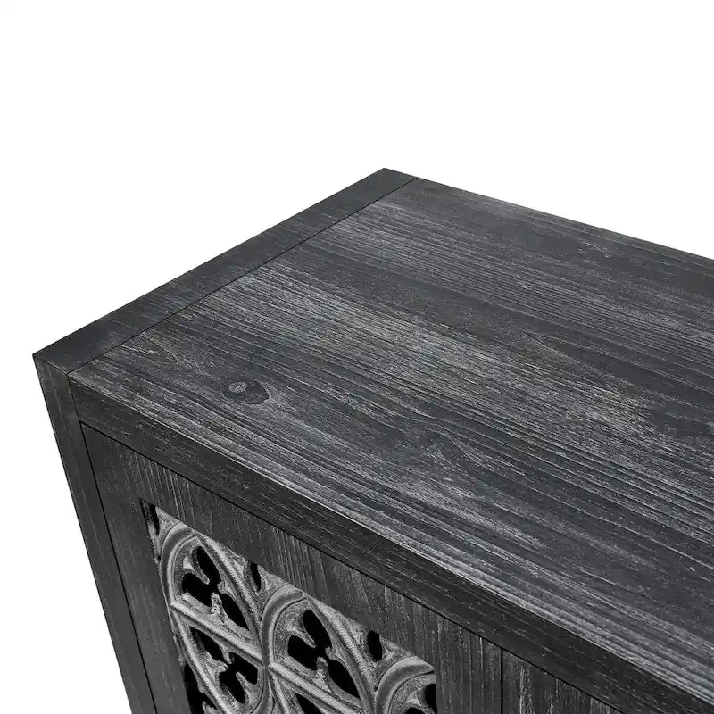 Buffet bahut antique noir à 4 portes, ménage de 1 à 2 personnes