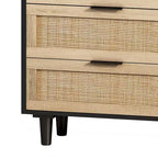 Commode en rotin noir à 6 tiroirs, simple