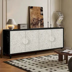 Buffet sculpté vintage noir et blanc, montage par 1 personne